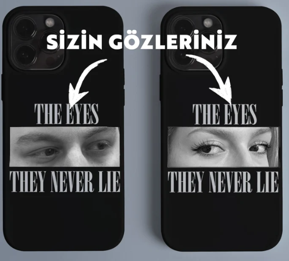 Gözler Yalan Söylemez (KİŞİYE ÖZEL TASARIM) Çift Kılıf  ve Çikolata Paketi